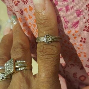 NIB AUTHENTIC GENUINE SOLID ✨️ 14K OVER STERLING SILVER 2-TONE BUCKLE RING 7